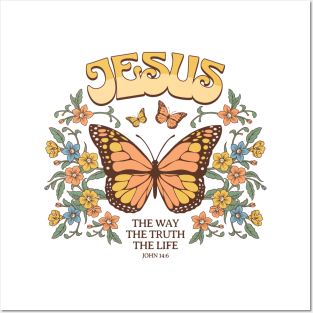 Jesus - The Truth The Way The Life - Groovy Butterflies Posters and Art